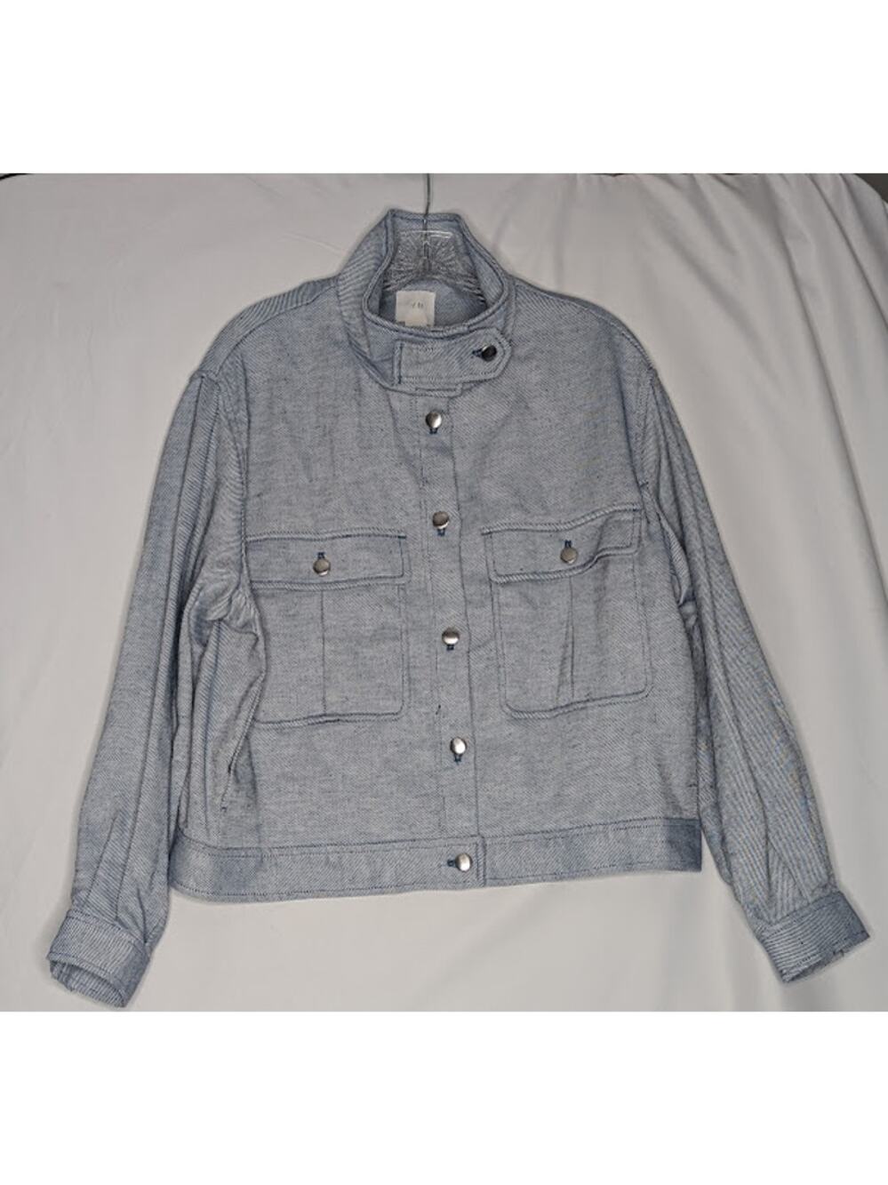 H & M Womens Medium Blue white High Neck Jacket Classiccore everyday minimalist